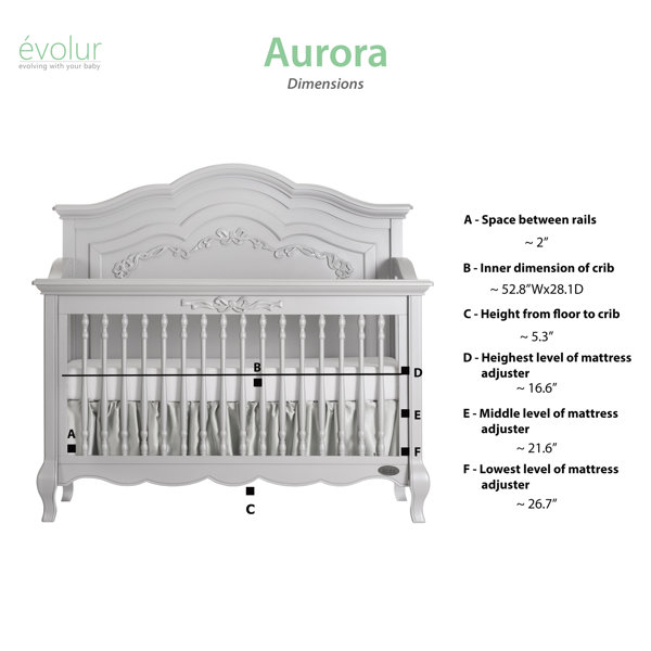 Evolur Aurora 5in1 Convertible Crib & Reviews Wayfair